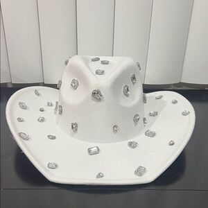 White Cowboy Hat with Rhinestones